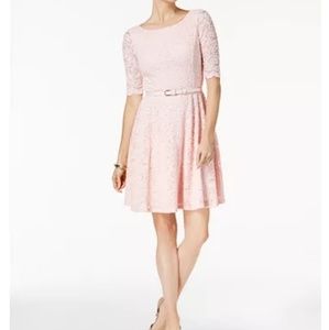 Charter Club Petite Belted Lace Dress